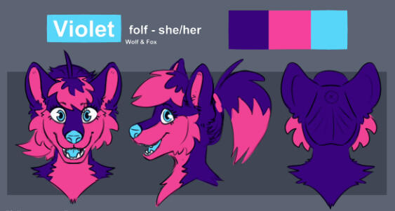 Example of an ideal ref for a fursuit head. Art by vimishu.